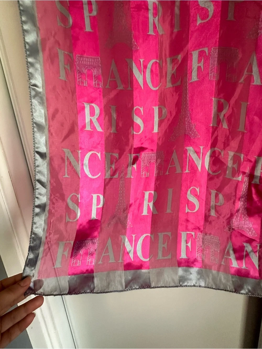 Pink Logo-Print Sheer Scarf
